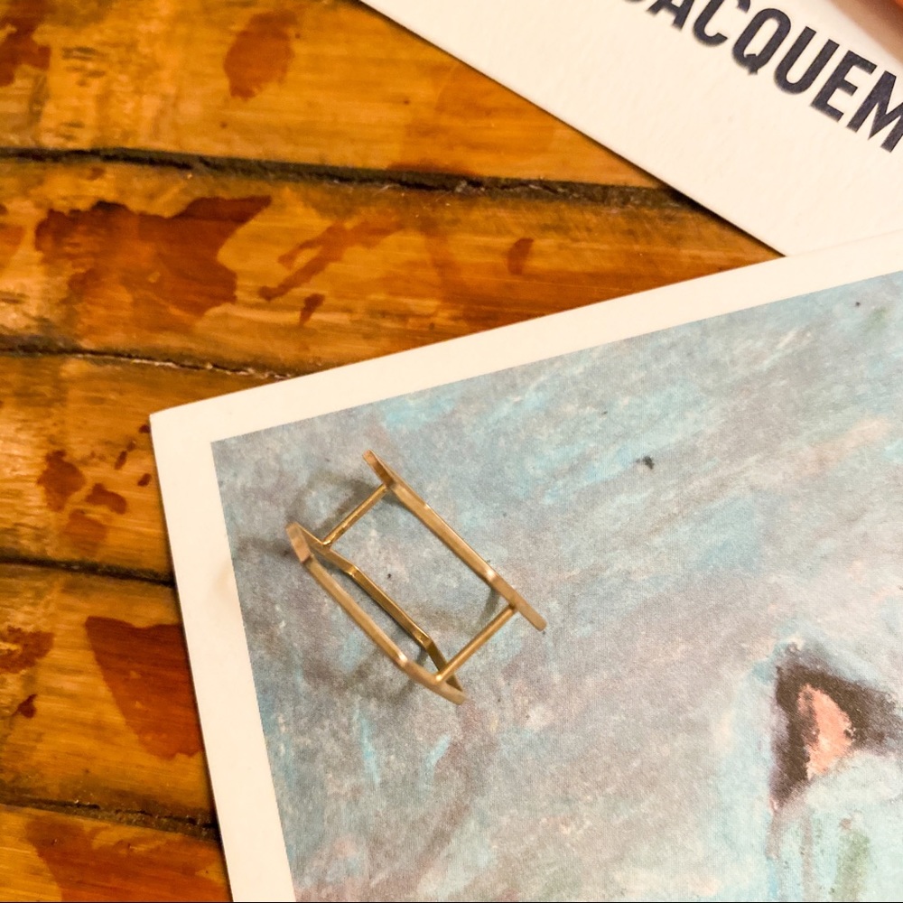 Geometric industrial minimalistic gold ring